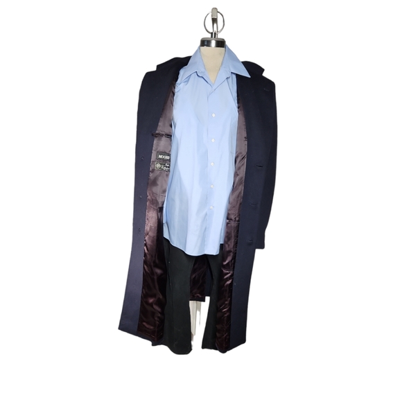 Moores Lanificio Vallombroso 42 tall WOOL AND CASHMERE blue men's long coat - Picture 3 of 15